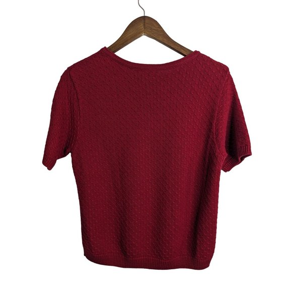 Talbots 2 Pc Set Red Cable Knit Top Cardigan Cotton Blend Made in the USA Sz PS - Picture 11 of 14